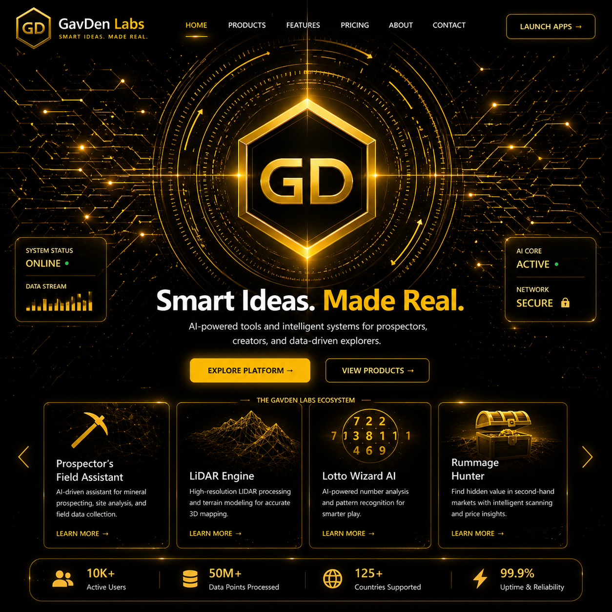 GavDen Labs interactive homepage concept